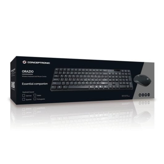 Clavier Conceptronic ORAZIO01DE Inalámbrico QWERTZ Noir avec Souris Incluse