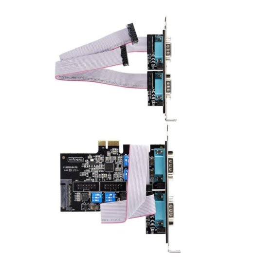 PCIe Serielle Schnittstellenkarte 4 Port DB9 RS232/422/485 ASIX-AX99100 Schwarz