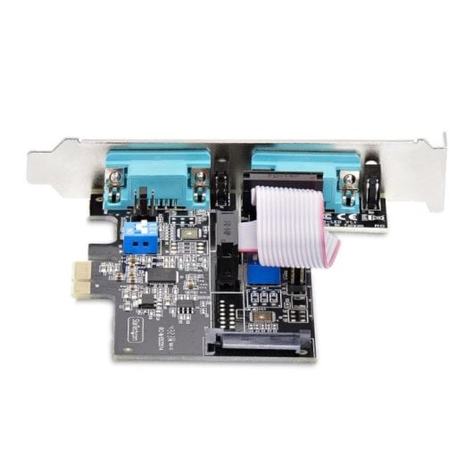 Tarjeta Serie PCIe StarTech.com 2 Puertos DB9 RS232/RS422/RS485 AX99100 ESD 15kV Win/Linux Brackets Bajo Perfil