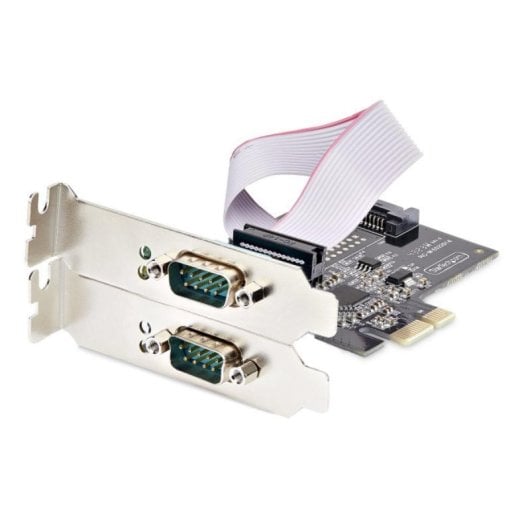 Tarjeta Serie PCIe StarTech.com 2 Puertos DB9 RS232/RS422/RS485 AX99100 ESD 15kV Win/Linux Brackets Bajo Perfil