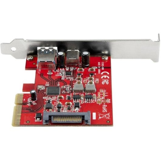 Tarjeta PCI Express USB 3.2 Gen 2 StarTech ASM3142 2 Puertos 10Gbps USB-C USB-A Rojo