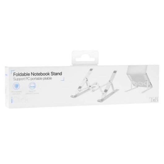 Soporte para portátil y tablet T'nB iClick aluminio plegable 17" plata ultraligero