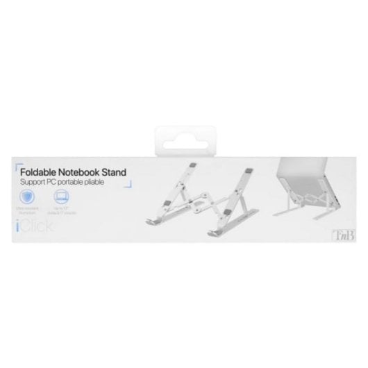 Soporte para portátil y tablet T'nB iClick aluminio plegable 17" plata ultraligero