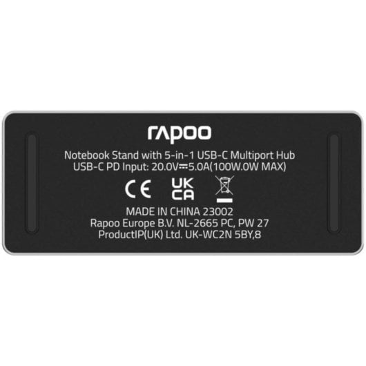 Support Ordinateur Portable Rapoo UCS-5001 Argent Aluminium USB 3.2 Type-C