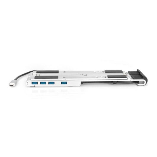Soporte para portátil Digitus DA-10070 aluminio ajustable, USB-C PD, hub 5 puertos, 10-17"