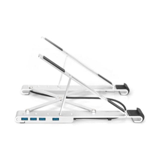 Soporte para portátil Digitus DA-10070 aluminio ajustable, USB-C PD, hub 5 puertos, 10-17"