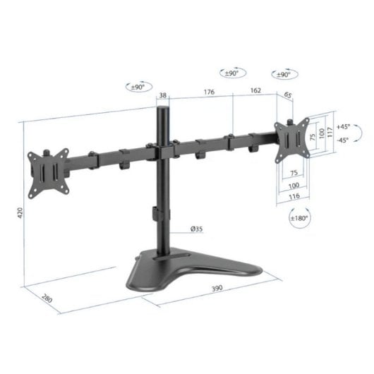 Supporto da Scrivania iggual SSM02 Regolabile per 2 Monitor 13"-32" Nero Supporto da Scrivania iggual SSM02 Regolabile per 2 Monitor 13"-32" Nero