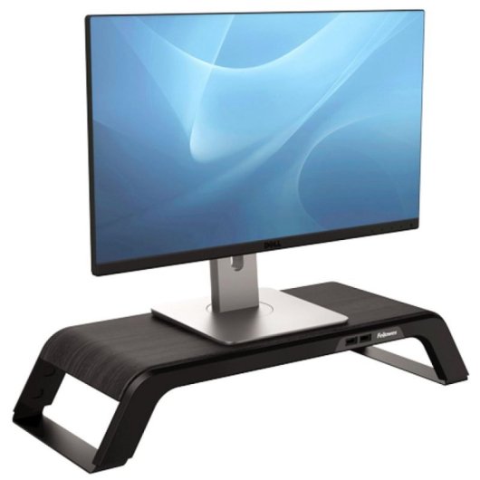 Soporte de escritorio Fellowes 8060501 18kg ajuste altura manual aluminio madera negro