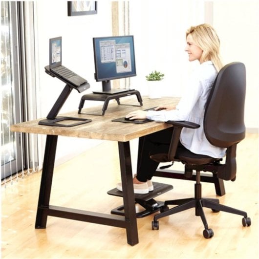 Soporte de escritorio Fellowes 8060501 18kg ajuste altura manual aluminio madera negro