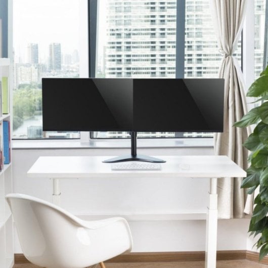 Soporte monitor escritorio V7 doble independiente hasta 32" 8kg ajuste altura negro