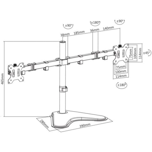 Soporte monitor escritorio V7 doble independiente hasta 32" 8kg ajuste altura negro