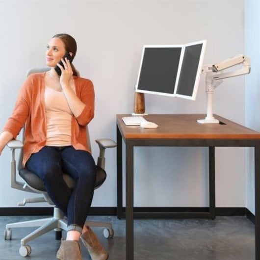 Soporte de Monitor Ergotron LX Series 45-492-216 Doble Apilado 18kg Ajuste Altura Blanco