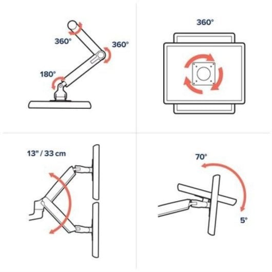 Soporte de Monitor Ergotron LX Series 45-492-216 Doble Apilado 18kg Ajuste Altura Blanco