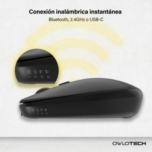 Ratón Owlotech M200 Wireless Bluetooth 6000 DPI Negro Slim Recargable USB-C Silencioso