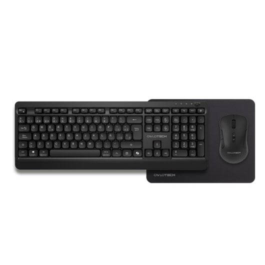 Owlotech MK300 Combo Tastiera wireless + Mouse + Tappetino per mouse nero