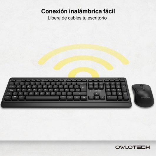 Owlotech MK300 Combo Teclado + Rato + Tapete de Rato Sem Fios Preto