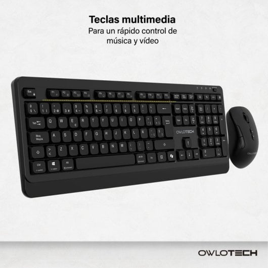 Owlotech MK300 Combo Tastiera wireless + Mouse + Tappetino per mouse nero