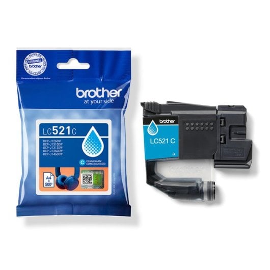 Cartucho tinta Brother LC521C Cian 500 páginas Pack individual