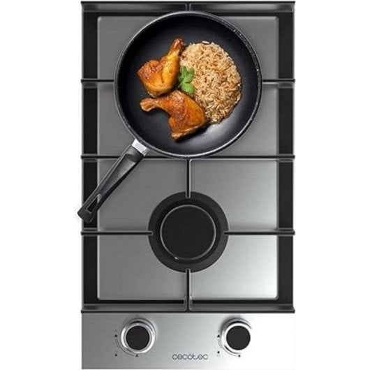 Placa Cecotec Bolero Squad G 2400F Inox Gas 2 Fuegos WOK Acero Inoxidable