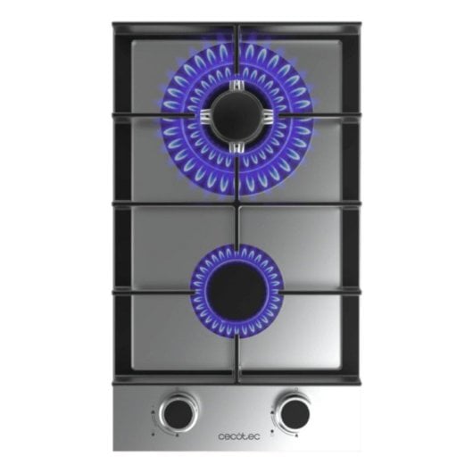 Placa Cecotec Bolero Squad G 2400F Inox Gas 2 Fuegos WOK Acero Inoxidable
