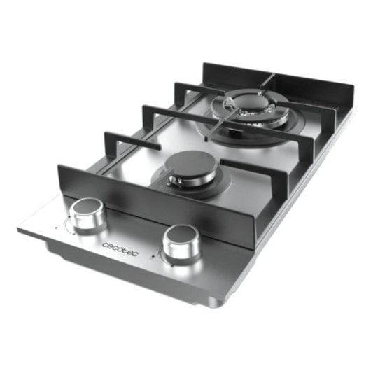 Placa Cecotec Bolero Squad G 2400F Inox Gas 2 Fuegos WOK Acero Inoxidable