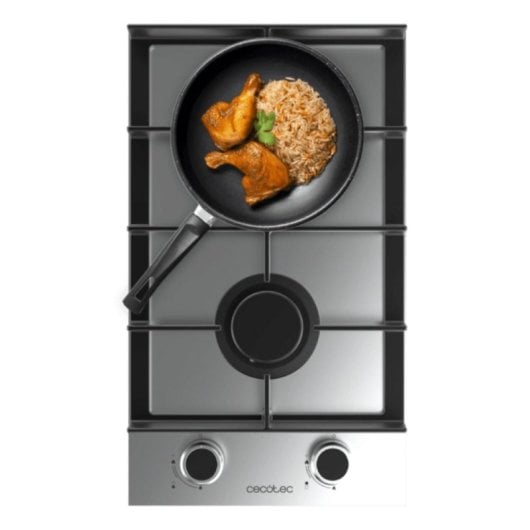 Placa Cecotec Bolero Squad G 2400F Inox Gas 2 Fuegos WOK Acero Inoxidable