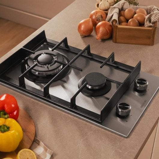 Placa Cecotec Bolero Squad G 2400F Inox Gas 2 Fuegos WOK Acero Inoxidable