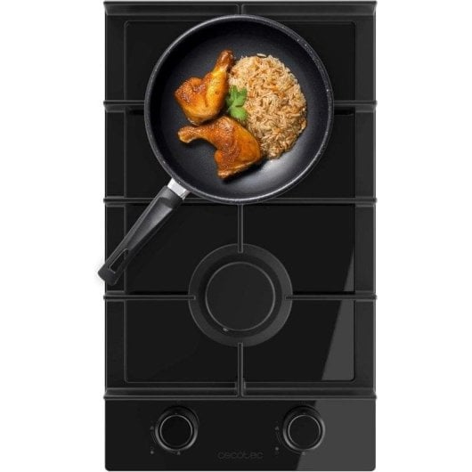 Plaque de gaz Cecotec Bolero Squad G 2400F Glass Black 2 feux WOK 5,2 kW Fonte