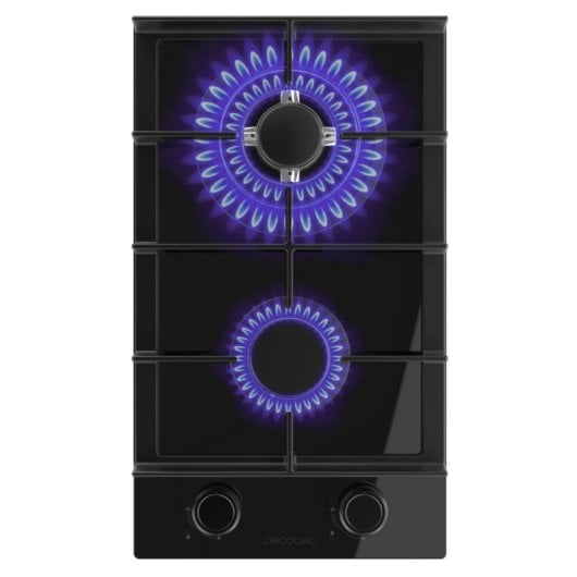 Plaque de gaz Cecotec Bolero Squad G 2400F Glass Black 2 feux WOK 5,2 kW Fonte