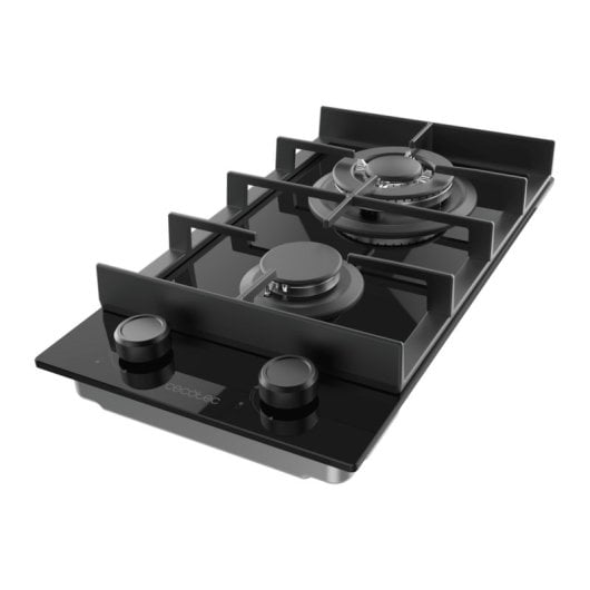 Plaque de gaz Cecotec Bolero Squad G 2400F Glass Black 2 feux WOK 5,2 kW Fonte
