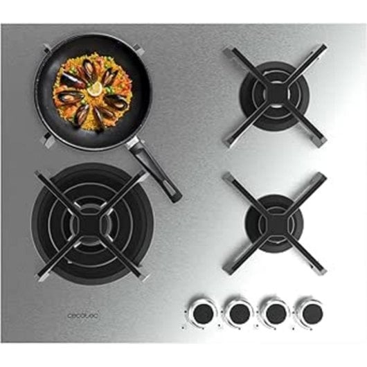 Placa de Gas Cecotec Bolero Squad G 4400S Inox 4 Fuegos 8kW WOK Triple Corona Inoxidable