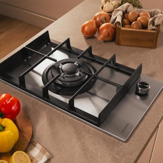 Placa de gas Cecotec Bolero Squad G 1400F Inox 1 fuego acero inoxidable WOK