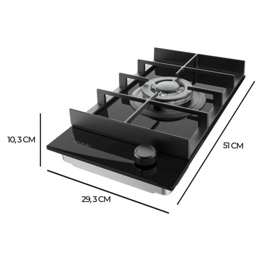 Placa de gas Cecotec Bolero Squad G 1400F Glass Black WOK Triple Corona Glass Black