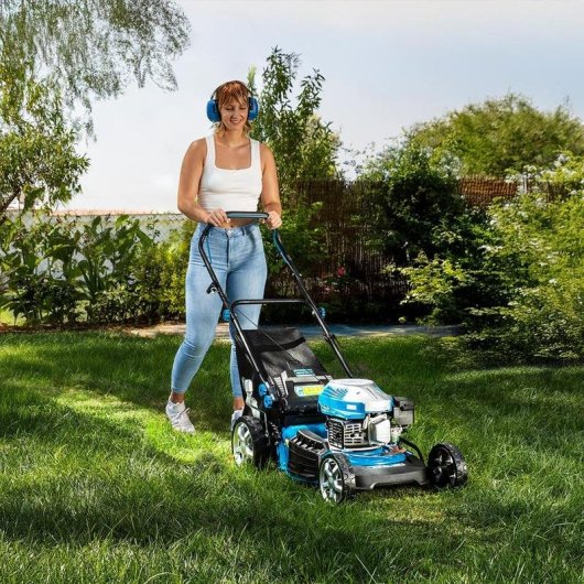 Cortacésped Cecotec Terrenator 3200.46 Total Z gasolina 145cc 46cm acero 4 en 1 ruedas XXL