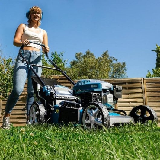 Cortacésped Cecotec Terrenator 3200.46 Total Z gasolina 145cc 46cm acero 4 en 1 ruedas XXL