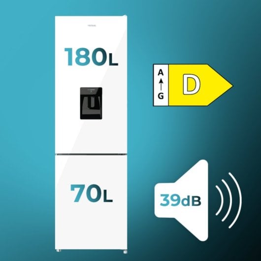 Frigorífico Cecotec Bolero Coolmarket Combi 250 WD 250L No Frost Inverter Blanco 180x55 cm Dispensador de Agua