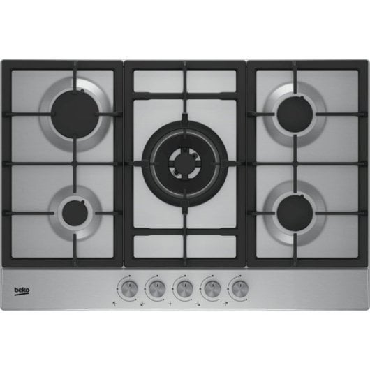 Placa de gas Beko HIAW 75225 SL 5 fuegos encastrable acero inoxidable 75cm apagado automático