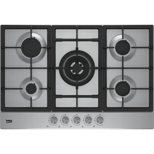 Placa de gas Beko HIAW 75225 SL 5 fuegos encastrable acero inoxidable 75cm apagado automático