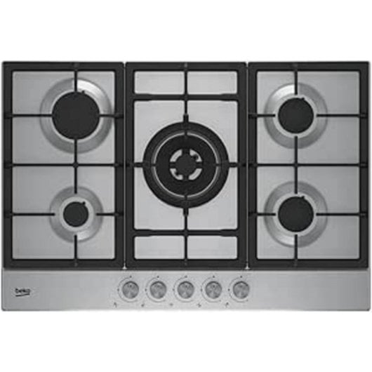 Placa de gas Beko HIAW 75225 SL 5 fuegos encastrable acero inoxidable 75cm apagado automático