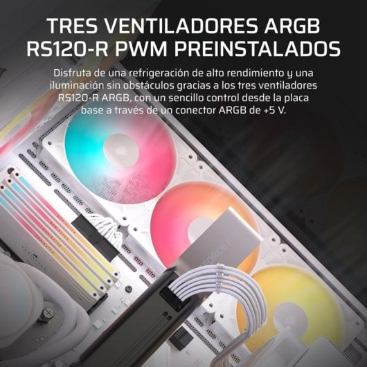 Caja PC CORSAIR 3500X RS-R ARGB Semitorre Blanco 3 Ventiladores Vidrio Templado
