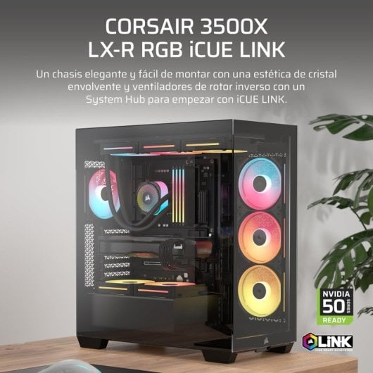 Corsair 3500X LX-R RGB Boîtier Moyen Tour en Verre Trempé pour PC
