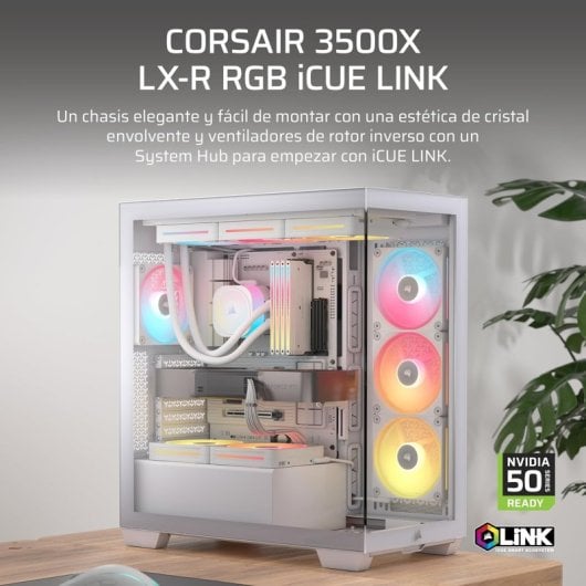 Corsair 3500X LX-R RGB Caixa E-ATX com Vidro Temperado, 3x Ventoinhas e Gestão Avançada de Cabos Branca