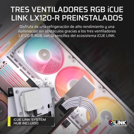 Corsair 3500X LX-R RGB Caixa E-ATX com Vidro Temperado, 3x Ventoinhas e Gestão Avançada de Cabos Branca