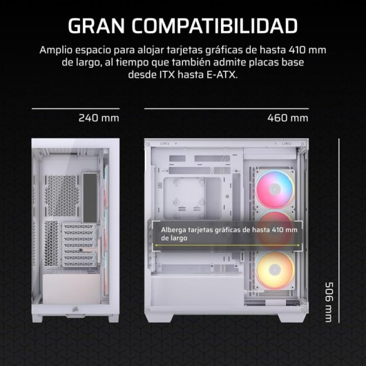 Corsair 3500X LX-R RGB Caixa E-ATX com Vidro Temperado, 3x Ventoinhas e Gestão Avançada de Cabos Branca