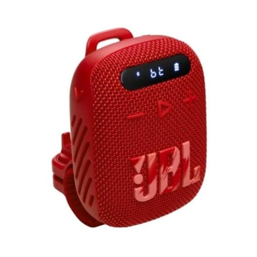 Altavoz portátil JBL Wind 3 Bluetooth Rojo, soporte para bicicleta/moto, visor LED, radio FM, MicroSD y AUX
