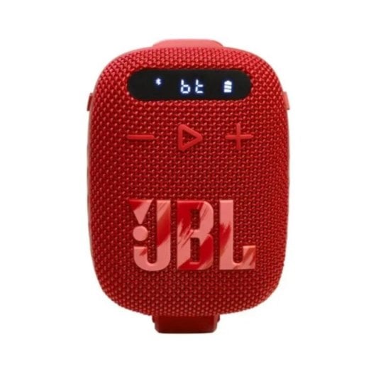 Altavoz portátil JBL Wind 3 Bluetooth Rojo, soporte para bicicleta/moto, visor LED, radio FM, MicroSD y AUX