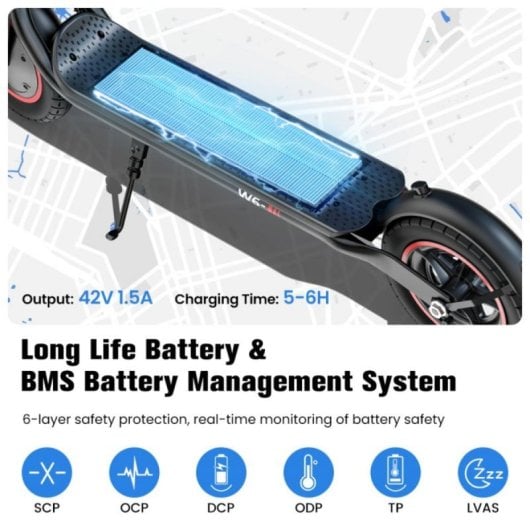 Patinete eléctrico iScooter W6 Motor 500W 35km/h 30km autonomía app y plegado ultra ligero