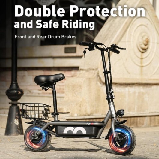Scooter elétrica iScooter F2 500W, banco rebatível de 10", 36V 7,8Ah, autonomia de 30km, cinzento