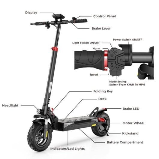 Scooter elétrica iScooter iX3 800W 40km/h 40km de autonomia Suspensão dupla App LED 10"