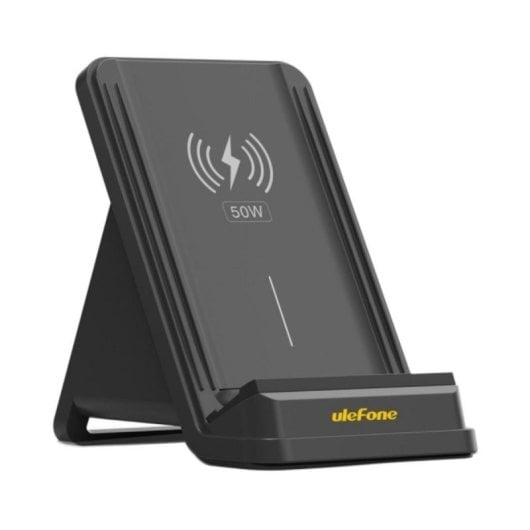 Chargeur sans fil Qi 50 W à double bobine pour Ulefone, ventilation active, noir